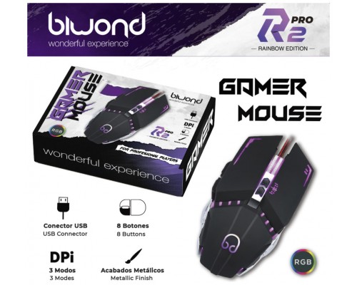 Ratón Gaming Biwond R2 Pro Rainbow Edition