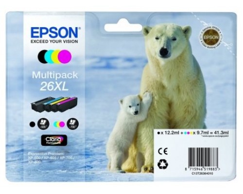 Epson Claria Premium Cartucho Multipack 4 colores 26XL Alta Capacidad Expression Premium XP-510