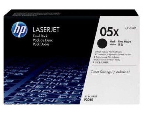 HP 05X PACK 2 TONER HP05X NEGRO (CE505XD)