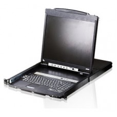 ATEN Consola LCD dual rail con switch KVM integrado VGA PS/2-USB de 8 puertos