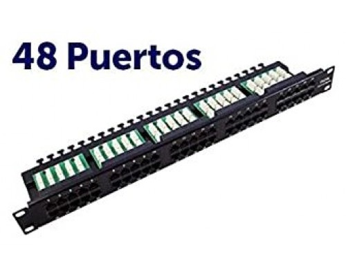 Panel de Parcheo 48 Puertos Krone UTP CAT6 Enracable 19” en 1U Negro CROMAD