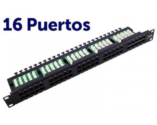 Panel de Parcheo 16 Puertos Krone UTP CAT6 Enracable 19” en 1U Negro CROMAD