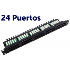 Panel de Parcheo 24 Puertos Krone UTP CAT6 Enracable 19” en 1U Negro CROMAD