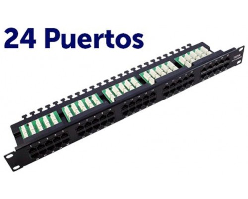 Panel de Parcheo 24 Puertos Krone UTP CAT6 Enracable 19” en 1U Negro CROMAD