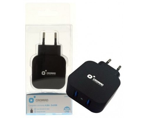 Cargador de Corriente 4.8A CROMAD 2xUSB Negro