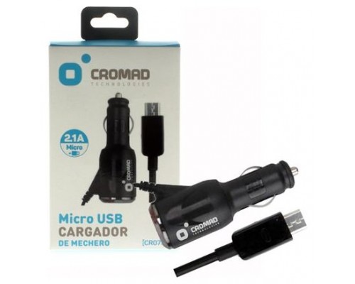 Cargador de Mechero MICRO USB 2.1A CROMAD Negro