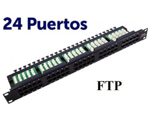 Panel de Parcheo 24 Puertos Krone FTP CAT6 Enracable 19” en 1U Negro CROMAD