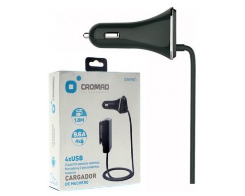 Cargador de Mechero 9.6A CROMAD 4x USB Negro