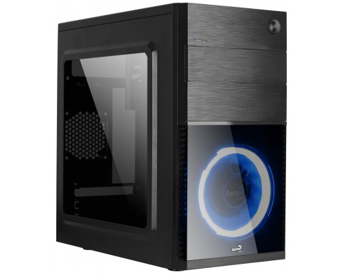 CAJA MICROATX AEROCOOL CS-105 VENTILADOR FRONTAL BLUE  1xUSB3.0+1xUSB2.0 VGA HASTA 240mm COLOR NEGRO