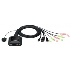 ATEN Switch KVM en formato cable híbrido DisplayPort de 2 puertos USB-C