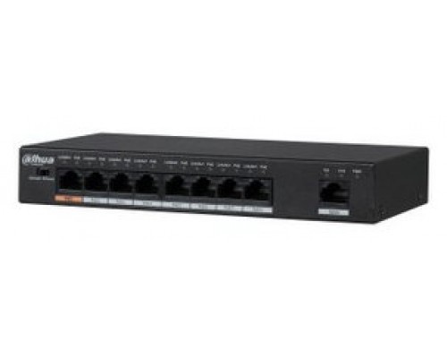 DAHUA - DH-PFS3009-8ET1GT-96-V2 - SWITCH HI-POE 8 PUERTOS 10/100 + 1 UPLINK 10/100 96W 802.3AT LAYER 2