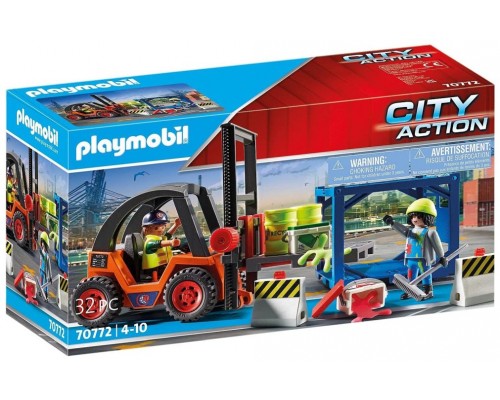 Playmobil carretilla elevadora con carga