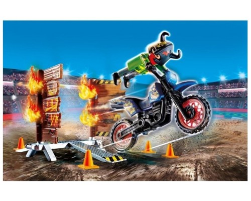 Playmobil stuntshow moto con muro fuego