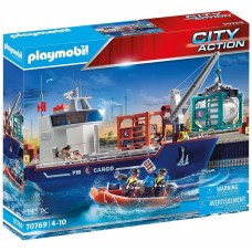 Playmobil gran portacontenedor con barco aduanero