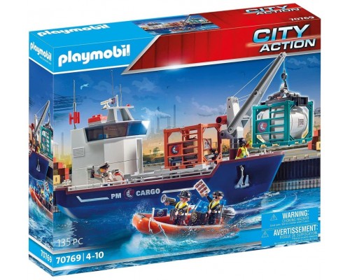 Playmobil gran portacontenedor con barco aduanero