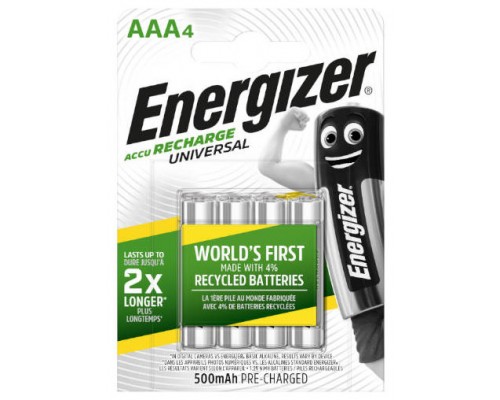 BLISTER 4 PILAS RECARGABLES UNIVERSAL POTENCIA 500 MAH TIPO HR03 ENERGIZER E301375701