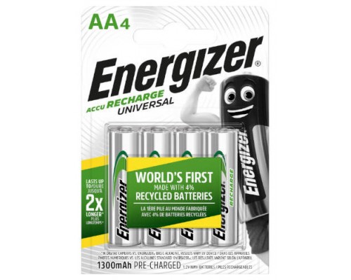 BLISTER 4 PILAS RECARGABLES UNIVERSAL POTENCIA 1300 MAH TIPO HR6 ENERGIZER E301376000