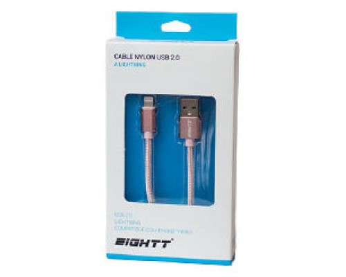 CABLE EIGHTT USB A LIGHTNING 1M TRENZADO DE NYLON ROSA