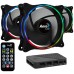 PACK 3xVENTILADORES + HUB H66F  Y CONTROL REMOTO AEROCOOL ECLIPSE  ARGB 120mm ANILLO LED DUAL CONEXION 3.4 Y 6PIN