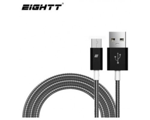 CABLE EIGHTT USB A MICROUSB 1MTS TRENZADO DE NYLON NEGRO. CARCASA DE ALUMINIO