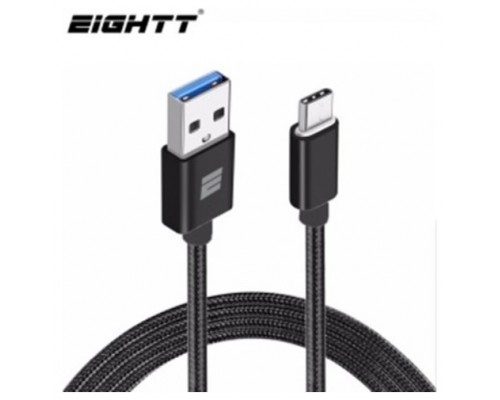 CABLE EIGHTT USB 3.0 A TYPE C 1MTS TRENZADO DE NYLON NEGRO