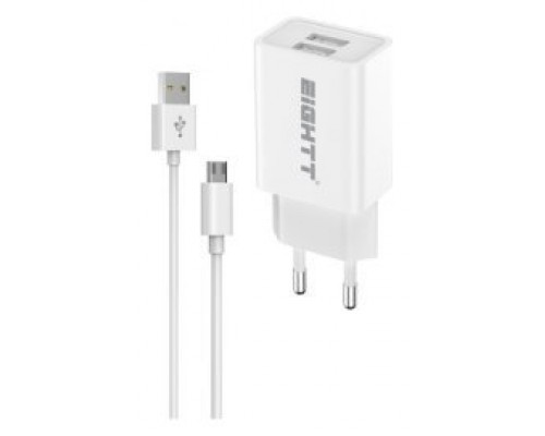 CARGADOR EIGHTT SMARTPHONE TABLET 5V 2X2.4A CON CABLE LIGHTNING 1,2M