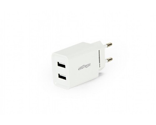 CARGADOR USB UNIVERSAL GEMBIRD DE 2 PUERTOS, 2,1 A, BLANCO