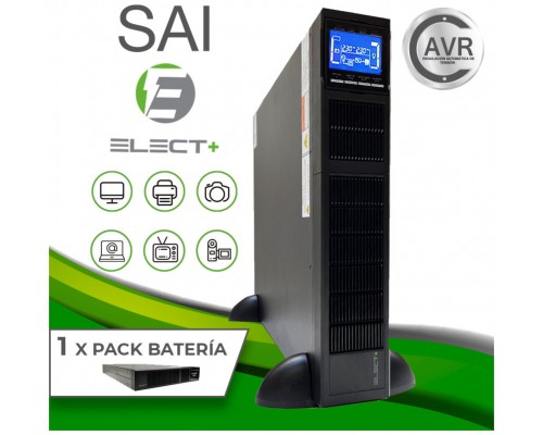 SAI Rack Protect Online 6000VA EL0007 + 1 Pack Baterías 12V/7Ah 16pcs Elect +