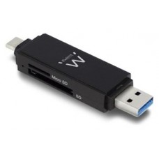 Ewent EW1075 lector de tarjeta USB 3.2 Gen 1 (3.1 Gen 1) Type-A/Type-C Negro