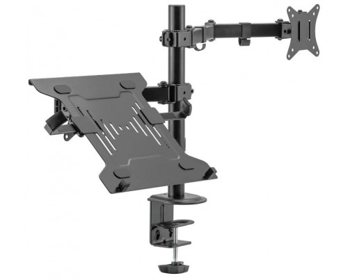 Ewent EW1519 soporte para ordenador portátil Soporte de mesa con estante para ordenador portátil y brazo para monitor Negro 39,6 cm (15.6")