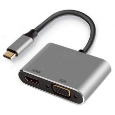 EWENT EW9700 Adap. Usb-c doble pant. hdmi y vga