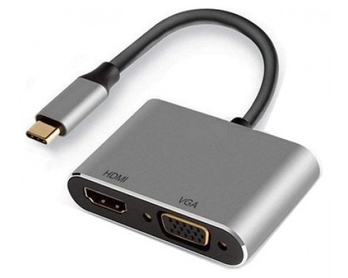 EWENT EW9700 Adap. Usb-c doble pant. hdmi y vga