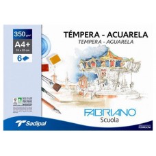 PACK 10 SOBRES DE 6 HOJAS PAPEL TEMPERAACUARELA 350 GR A4+  24 X 32 CM BLANCO FABRIANO F74233260