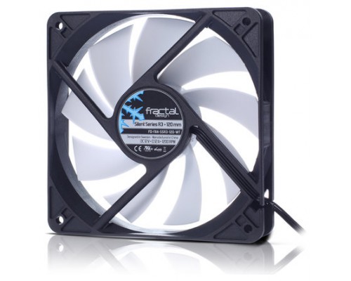 Fractal Design Silent Series R3 120 mm Carcasa del ordenador Ventilador 12 cm Negro, Blanco