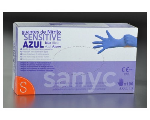 PAQUETE DE 100 GUANTES NITRILO SENSITIVE S/P  T-P P-100 EXAMEN SANICEN GU103