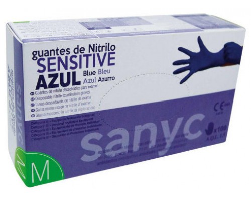 PAQUETE DE 100 GUANTES NITRILO SENSITIVE S/P  T-M P-100 EXAMEN SANICEN GU104