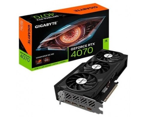 VGA GIGABYTE GV-N4070WF3OC-12GD,NV,RTX4070,GDDR6X,12GB,192BIT,HDMI+3DP,WINDFORCE 3X (3 VENTILADORES)