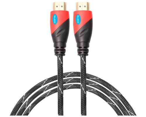 Cable HDMI Mallado v.1.4 M/M 30AWG Rojo/Negro 2.5m BIWOND