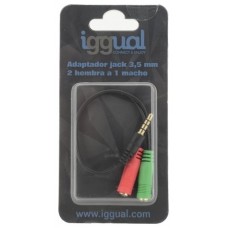 iggual Adaptador Jack 3.5mm 2 hembra a 1 macho