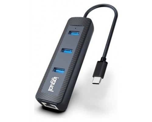 iggual Hub tipo C x 3 puertos USB 3.1+RJ45 CARBON