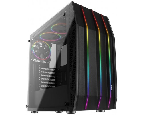 AEROCOOL KLAW MID TOWER, ATX, RGB FRONT, 3X RGB 12CM FANS, 2X TEMPERED GLASS PANELS