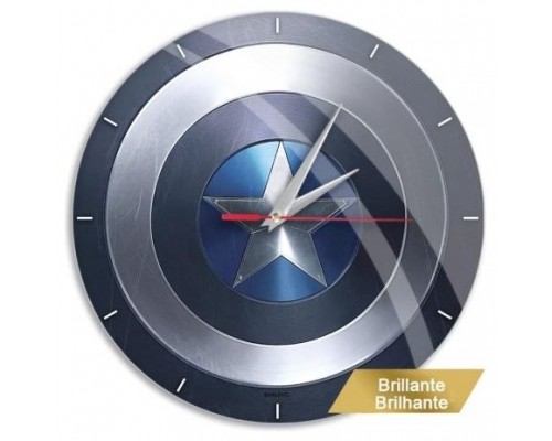 RELOJ DE PARED BRILLO CAPITAN AMERICA MARVEL AZUL