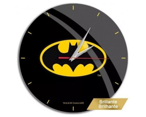 RELOJ DE PARED BRILLO BATMAN DC NEGRO