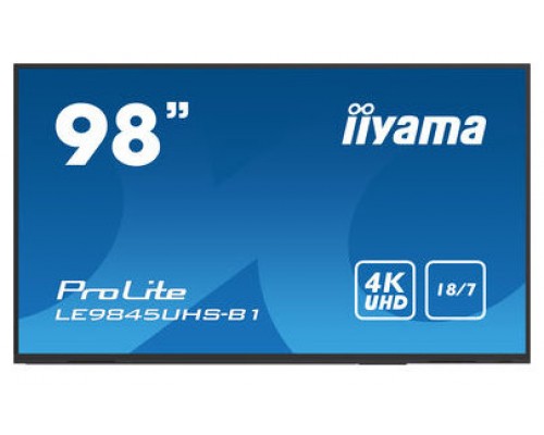 iiyama LE9845UHS-B1 pantalla de señalización Pantalla plana para señalización digital 2,49 m (98") LED 4K Ultra HD Negro Procesador incorporado Android 8.0