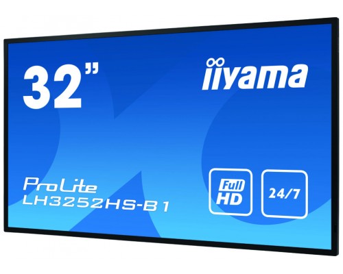 iiyama LH3252HS-B1 pantalla de señalización Pantalla plana para señalización digital 80 cm (31.5") IPS Full HD Negro Procesador incorporado Android 8.0