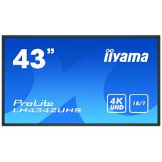 iiyama LH4342UHS-B3 pantalla de señalización Pantalla plana para señalización digital 108 cm (42.5") IPS 4K Ultra HD Negro Procesador incorporado Android 8.0