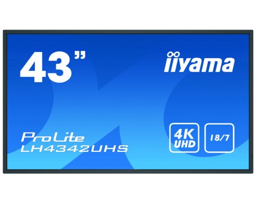 iiyama LH4342UHS-B3 pantalla de señalización Pantalla plana para señalización digital 108 cm (42.5") IPS 4K Ultra HD Negro Procesador incorporado Android 8.0