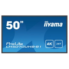 iiyama LH5070UHB-B1 pantalla de señalización Pantalla plana para señalización digital 125,7 cm (49.5") VA 700 cd / m² 4K Ultra HD Negro Procesador incorporado Android 9.0 24/7