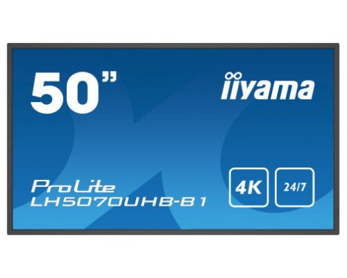 iiyama LH5070UHB-B1 pantalla de señalización Pantalla plana para señalización digital 125,7 cm (49.5") VA 700 cd / m² 4K Ultra HD Negro Procesador incorporado Android 9.0 24/7