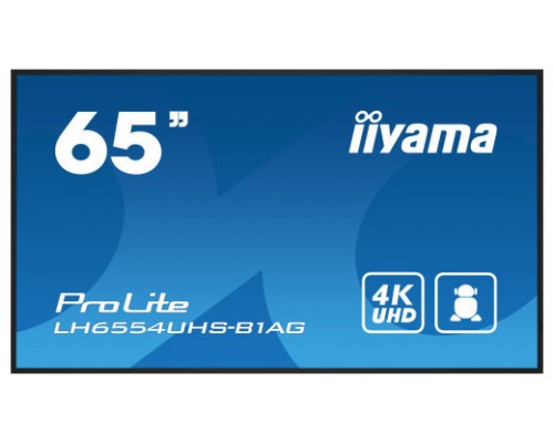 iiyama LH6554UHS-B1AG pantalla de señalización Pantalla plana para señalización digital 165,1 cm (65") LCD Wifi 4K Ultra HD Negro Procesador incorporado Android 11 24/7